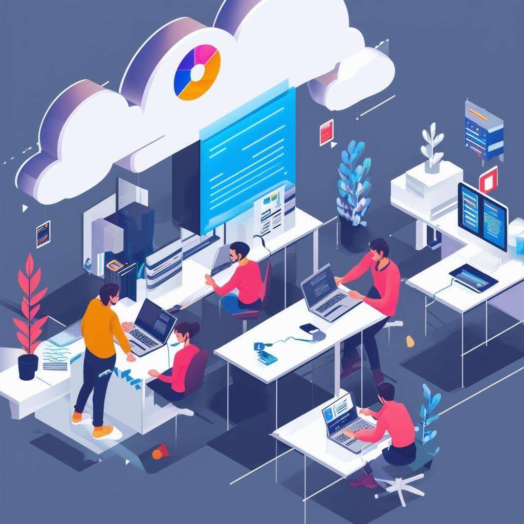 An image of a small business owner working on a laptop with various cybersecurity tools and resources displayed on the screen.